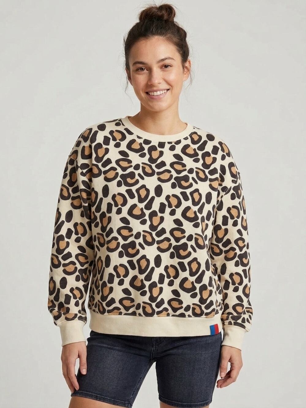 Kule Women's Oversized Cheetah Print Sweatshirt Size Large